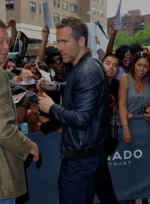 Ryan Reynolds Navy Blue Leather Jacket