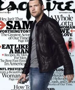 Sam Worthington Black Leather Jacket