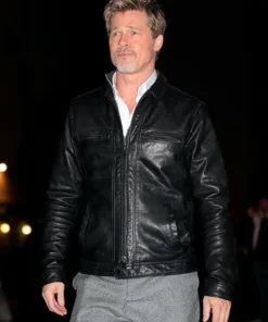 Brad Pitt Black Leather Jacket