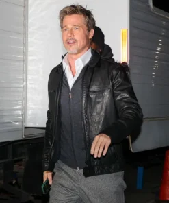 Brad Pitt Black Leather Jacket