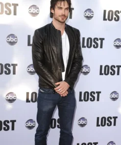 Ian Somerhalder Black Leather Jacket