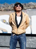 Johnny Depp Beige Leather Jacket
