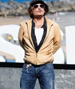 Johnny Depp Beige Leather Jacket