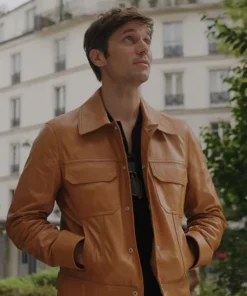 Lucas Bravo Emily In Paris Leather Jacket