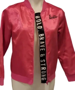 Barbie Pink Satin Bomber Jacket