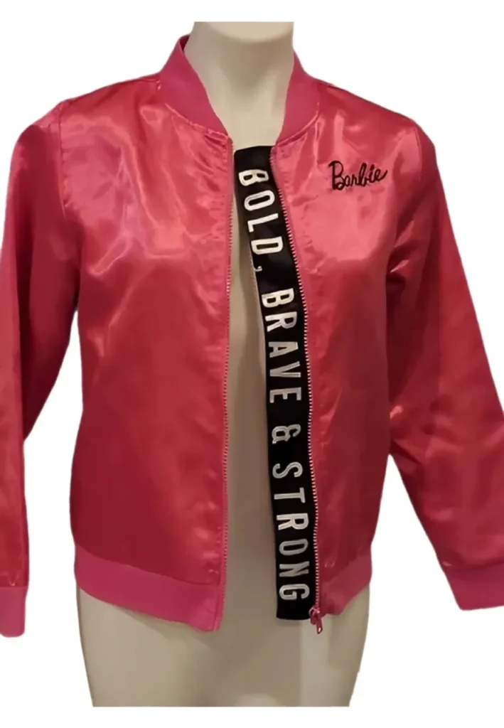 Barbie Pink Satin Bomber Jacket