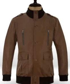Cristiano Ronaldo Brown Leather Jacket