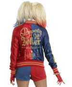 Suicide Squad Halloween Harley Quinn Satin Red & Blue Jacket