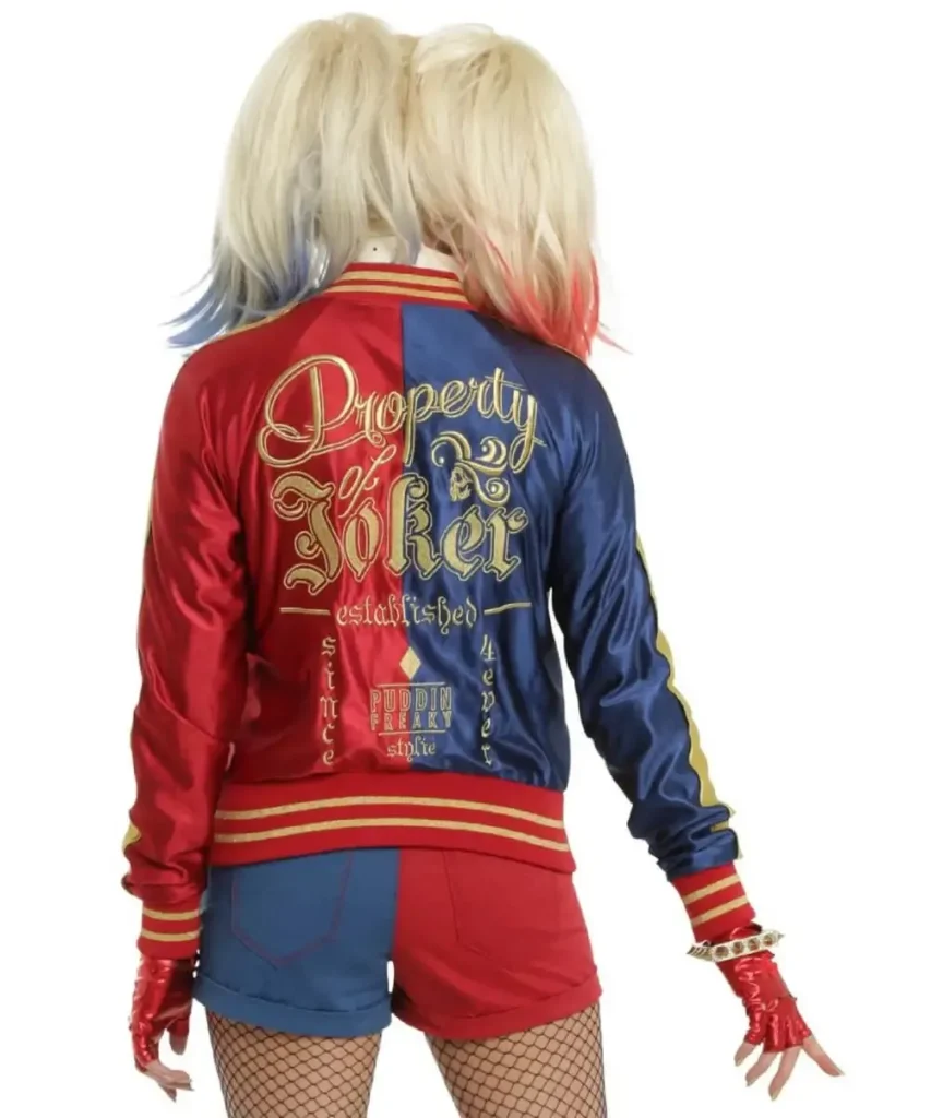 Suicide Squad Halloween Harley Quinn Satin Red & Blue Jacket