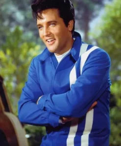 Elvis Presley Speedway Blue Leather Jacket
