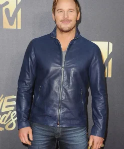  Chris Pratt Blue Leather Jacket