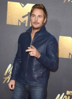 Chris Pratt Blue Leather Jacket