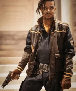 Jacob Anderson Doctor Who S13 Brown Leather Vest