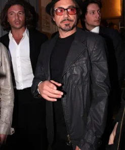 Robert Downey Jr Black Leather Blazer