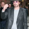 Robert Downey Jr Black Leather Blazer