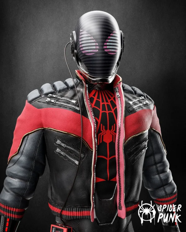 Spider Man Miles Morales Punk Leather Jacket