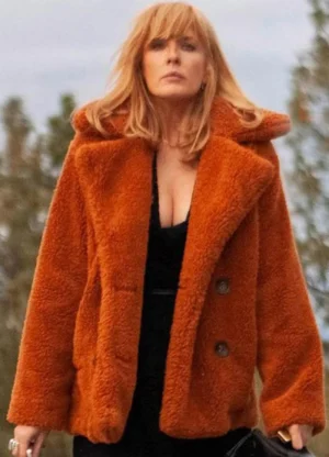 Yellowstone Beth Dutton Fur Orange Coat