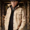Yellowstone S05 John Dutton White Cream Leather Jacket