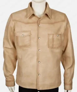 Yellowstone S05 John Dutton White Cream Leather Jacket