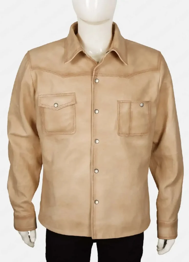 Yellowstone S05 John Dutton White Cream Leather Jacket