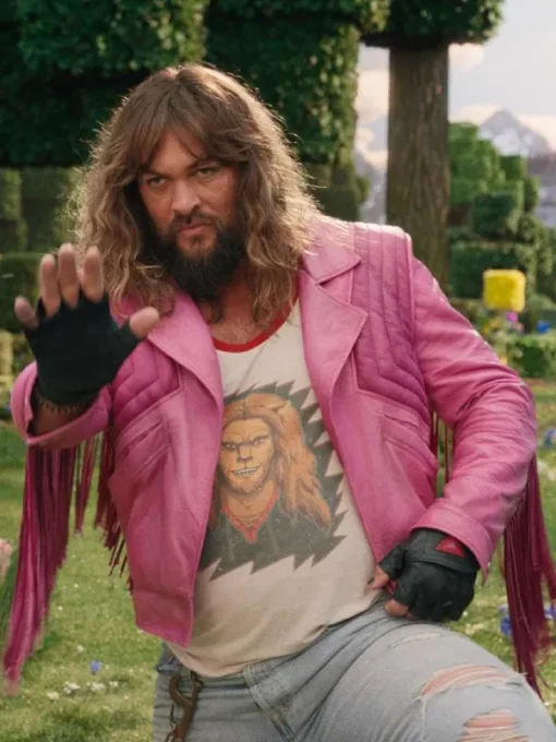 A Minecraft Movie Jason Momoa Pink Leather Jacket