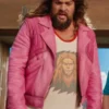 A Minecraft Movie 2025 Jason Momoa Pink Leather Jacket