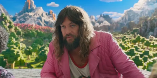 A Minecraft Movie Jason Momoa Pink Leather Jacket