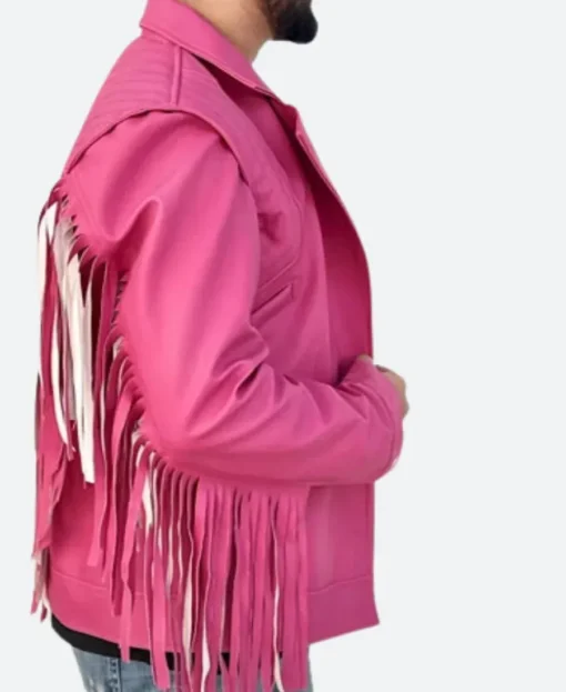 A Minecraft Movie Jason Momoa Pink Leather Jacket