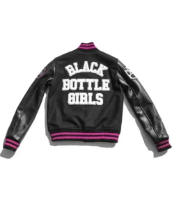 Black Bottle Girls Letterman Varsity Jacket