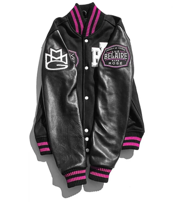 Black Bottle Girls Letterman Varsity Jacket