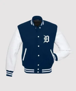 Detroit Tigers Blue and White Letterman Jacket