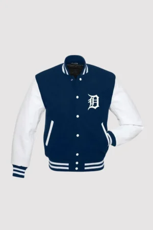 Detroit Tigers Blue and White Letterman Jacket