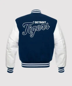Detroit Tigers Blue and White Letterman Jacket