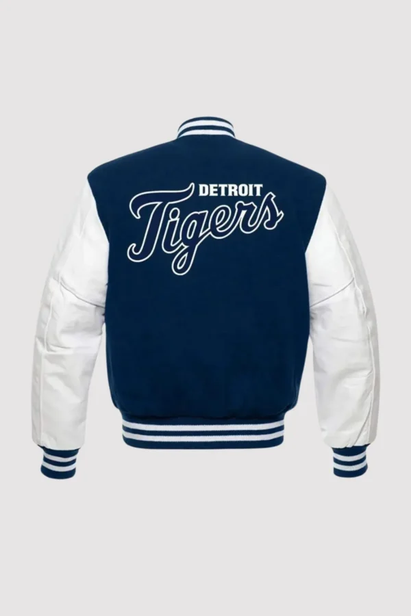 Detroit Tigers Blue and White Letterman Jacket