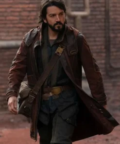 Diego Luna Andor Brown Leather Coat