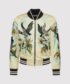 John Legend Embellished Bird Print Bomber Jacket