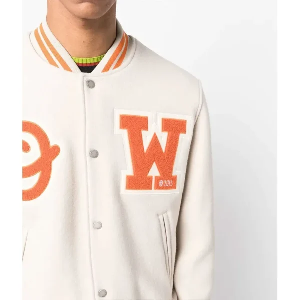 OW Logo-Patch Off-White Varsity Jacket
