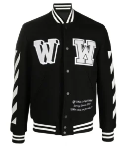 Off-White Black Wool Varsity Jacket