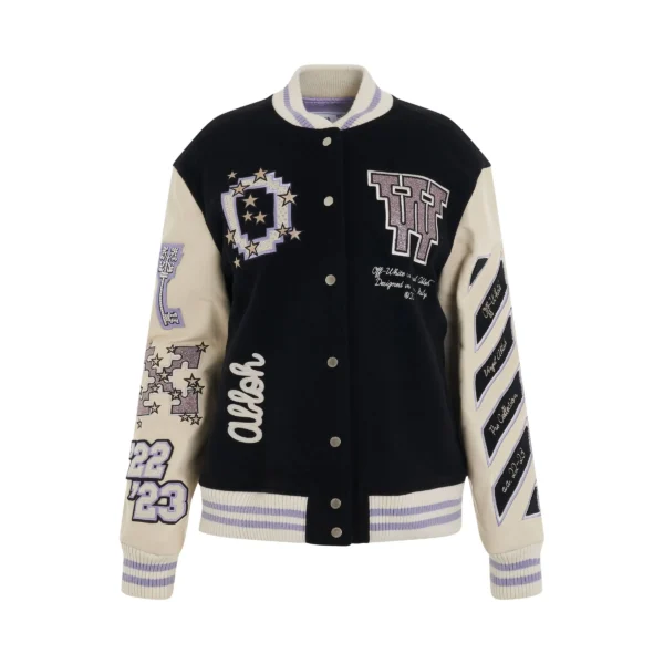 Off-White Black and Off White Varsity Jacket