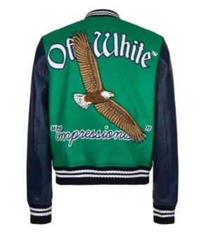 Off-White Eagle Logo W23 Green and Blue Varsity Jacket