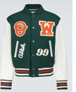 Off-White Green and White Varsity Jacket