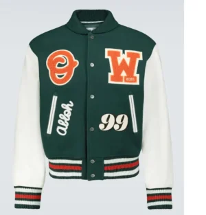 Off-White Green and White Varsity Jacket