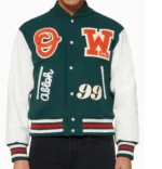 Off-White Green and White Varsity Jacket