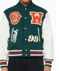 Off-White Green and White Varsity Jacket