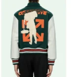 Off-White Green and White Varsity Jacket