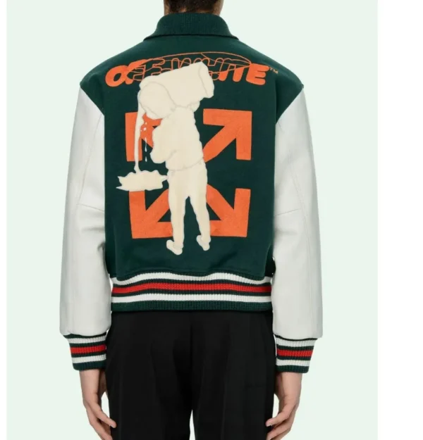 Off-White Green and White Varsity Jacket