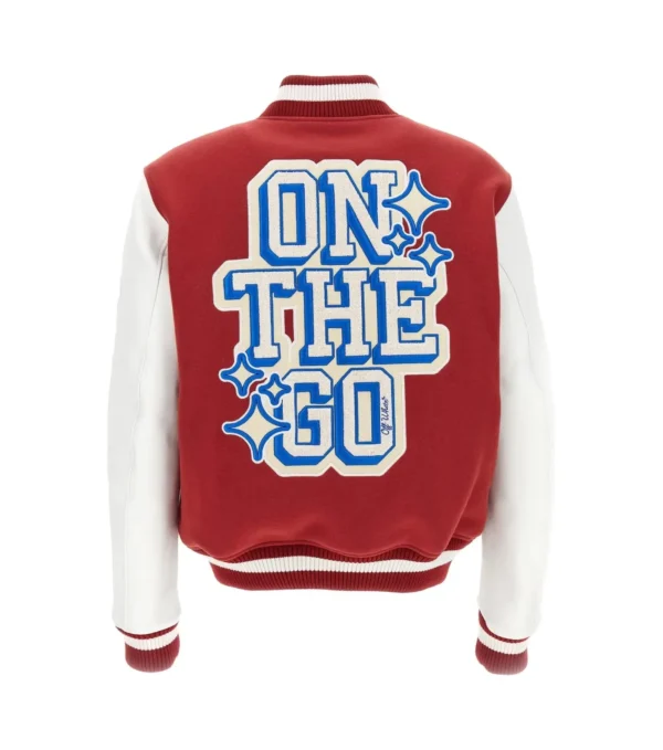 Off-White Red and White Varsity Jacket