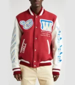 Off-White Red and White Varsity Jacket