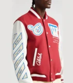 Off-White Red and White Varsity Jacket