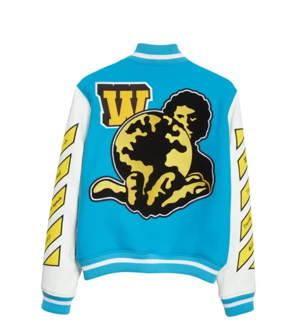 Off-White Sky Blue and White Varsity Jacket